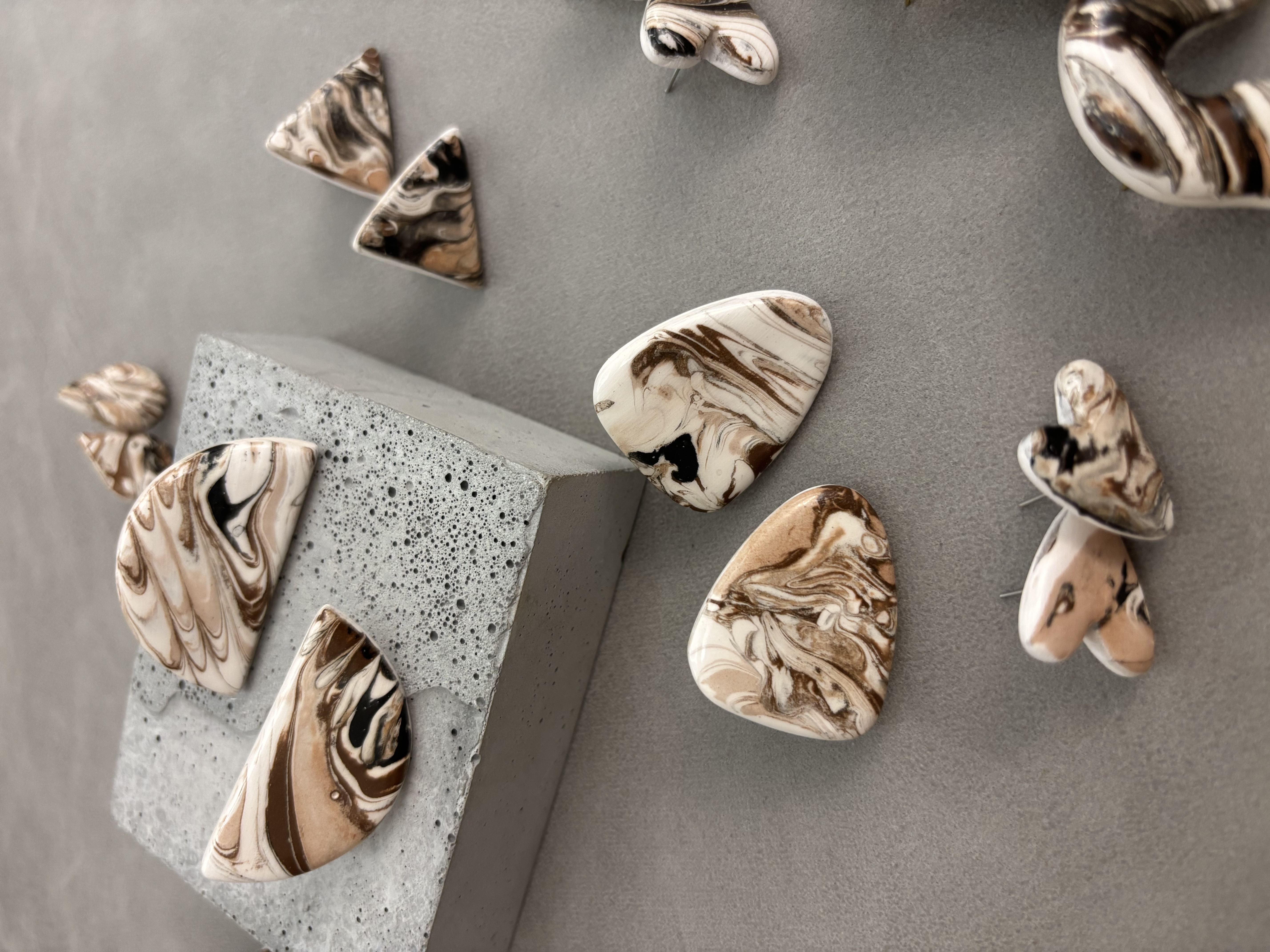 گوشواره سرامیکی دستساز ماربل