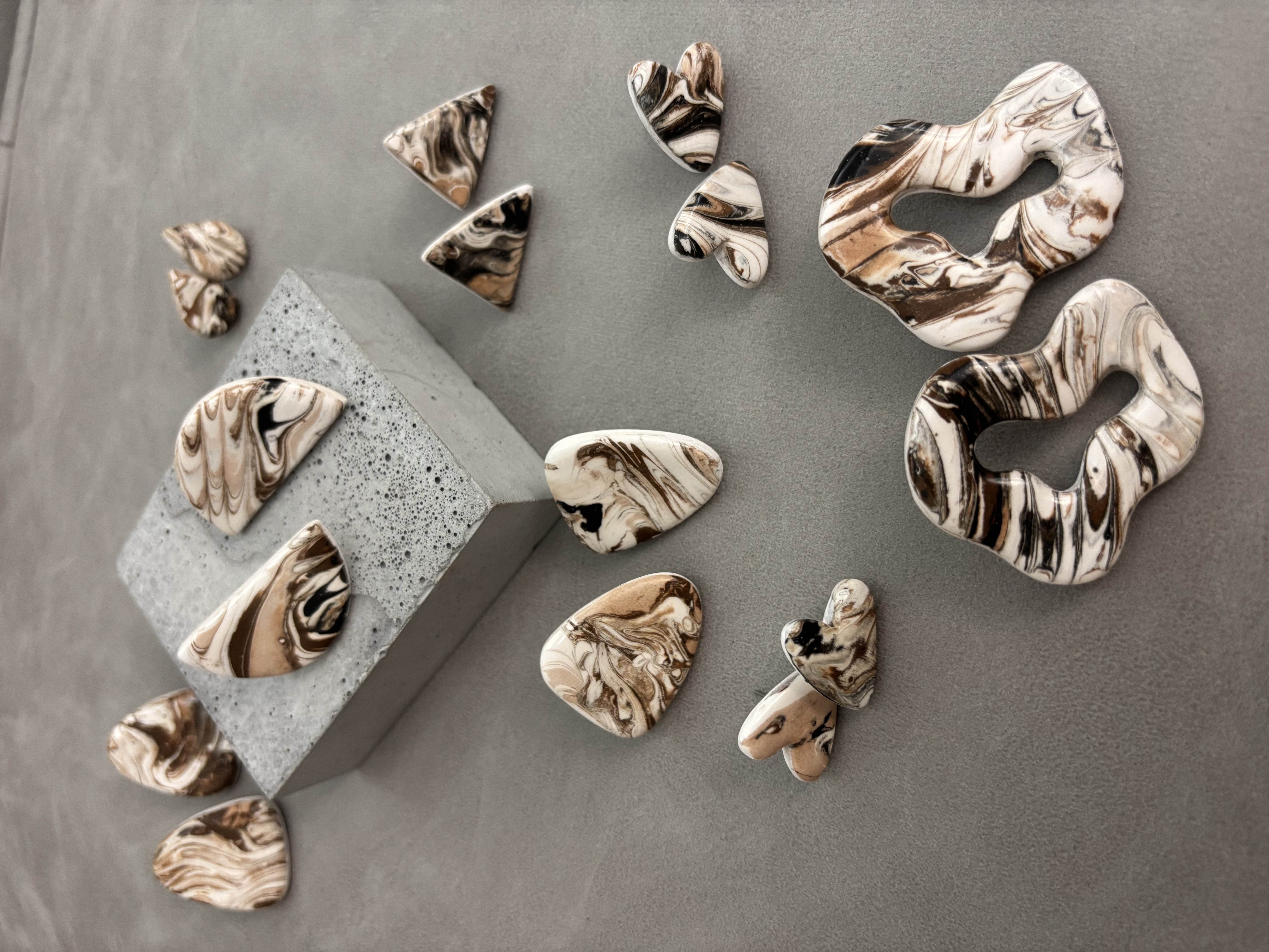 گوشواره سرامیکی دستساز ماربل